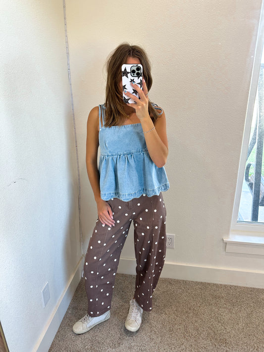 Brown Polka Dot Barrel Jeans