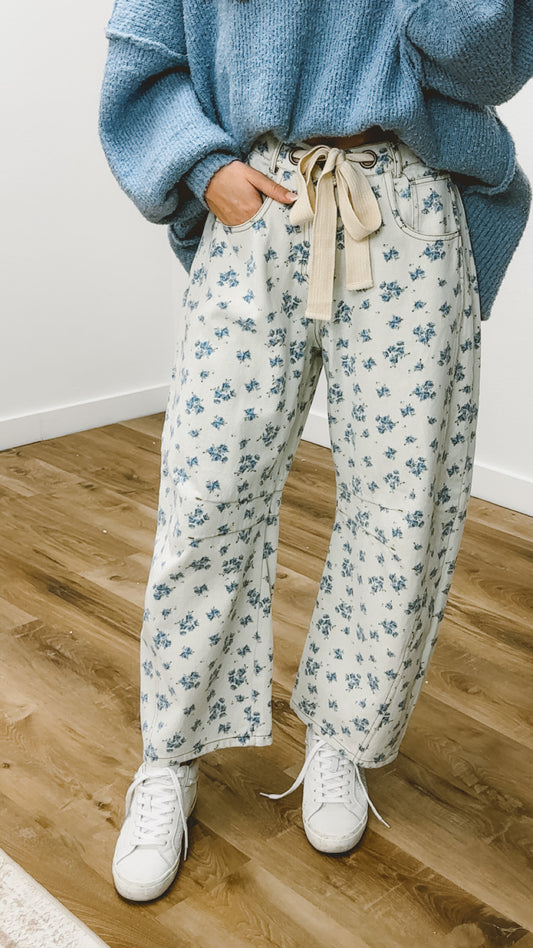 Floral Front Tie Jeans