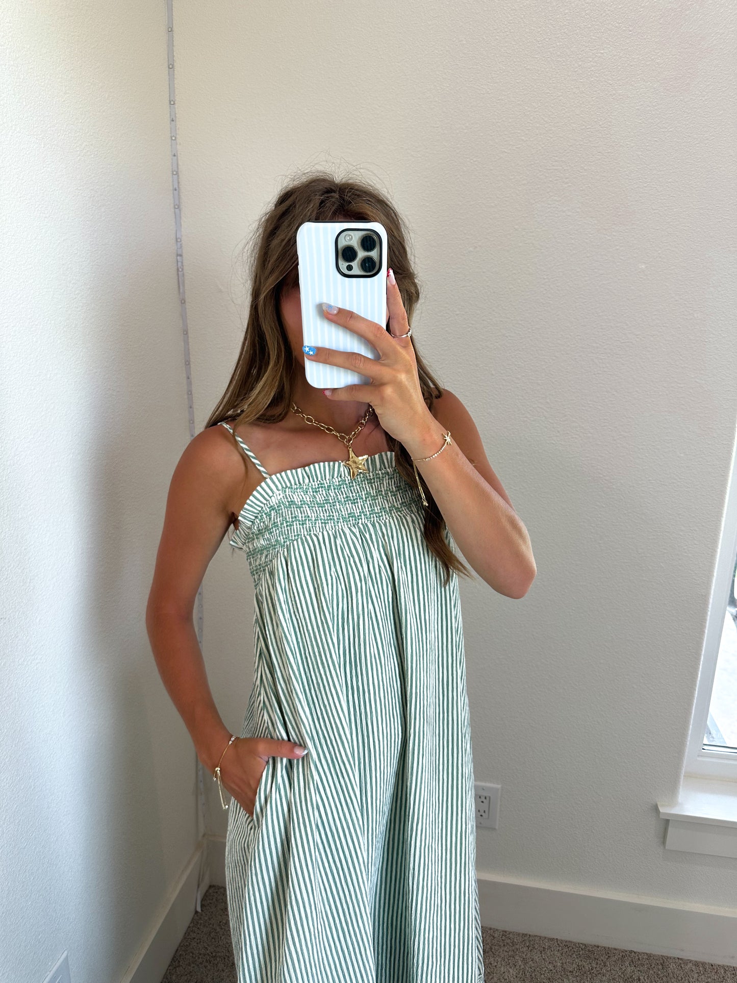 Green Stripe Maxi Dress