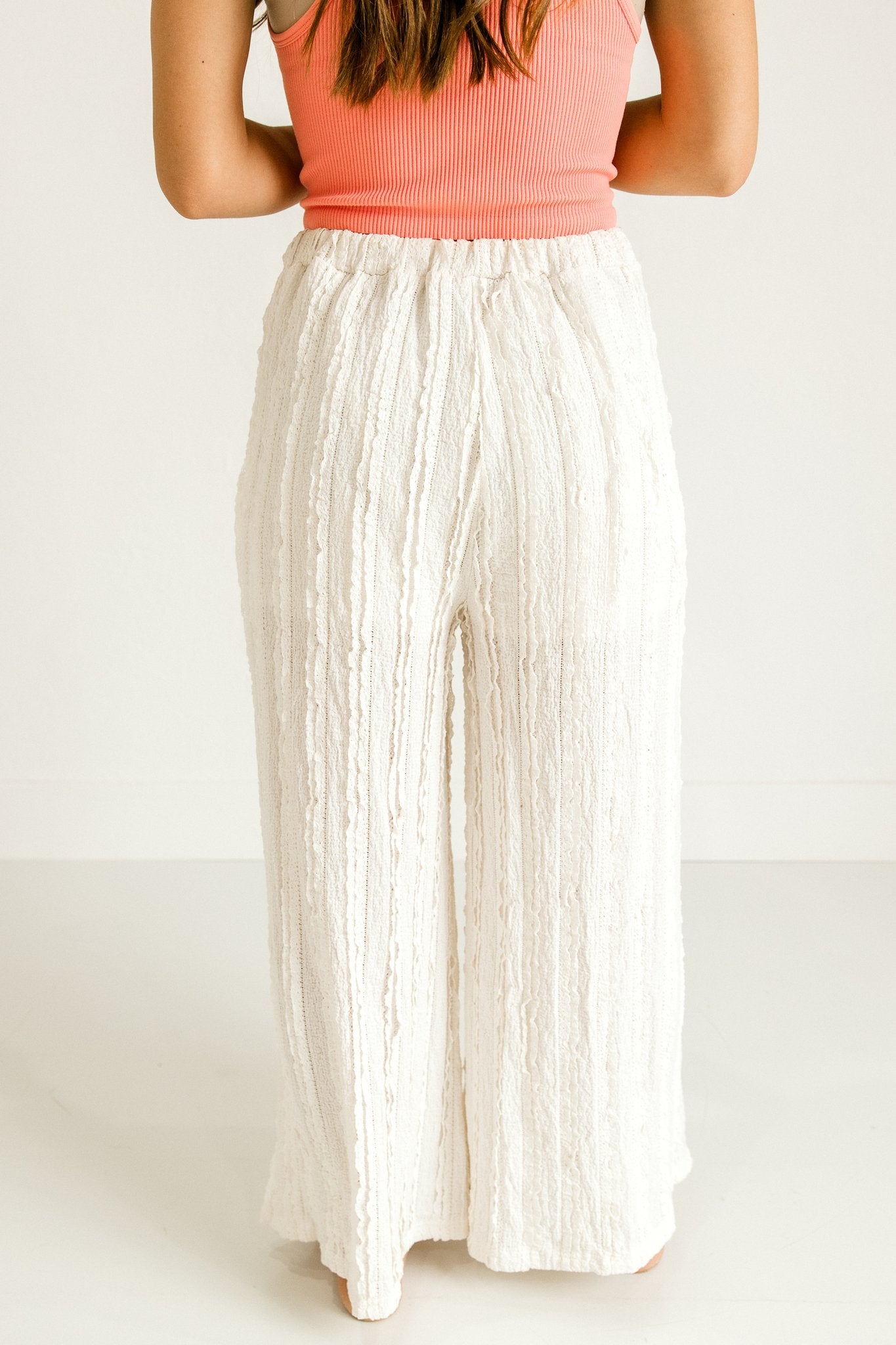 Crochet Detail Pants in Natural