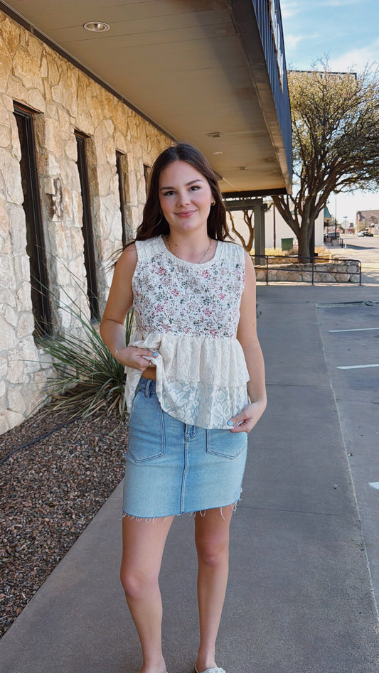Light Wash Denim Mini Skirt