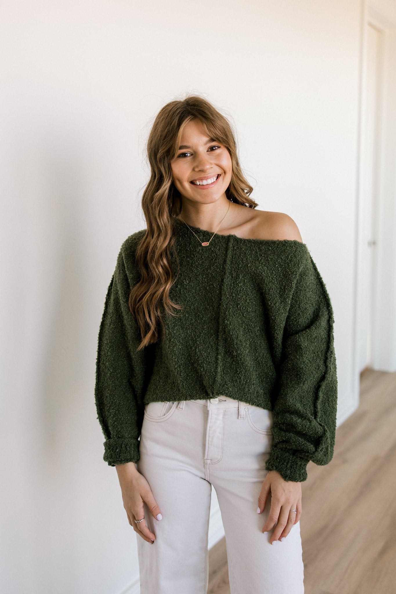 Olive Seam Exposed Sweater