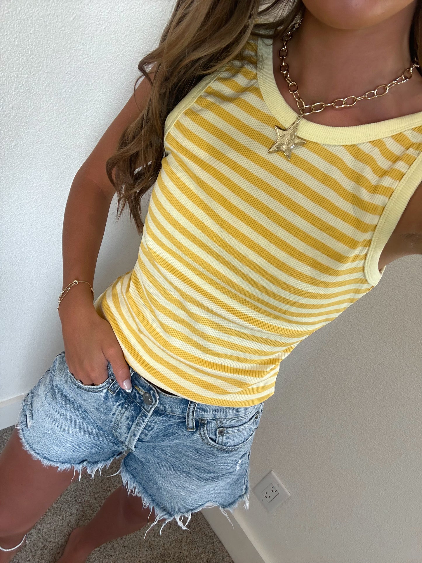 Yellow two-tone Stripe Tank
