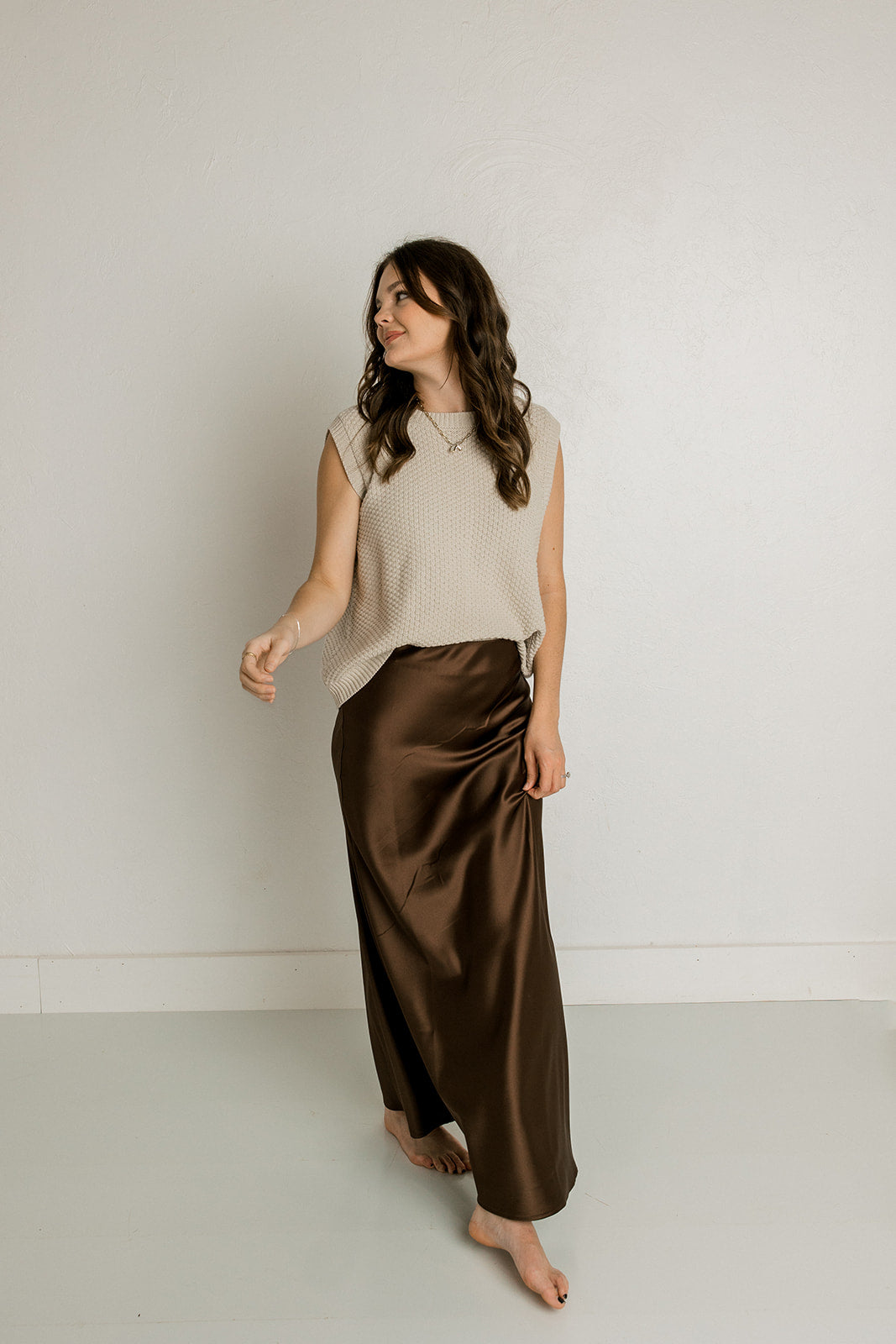 Brown Satin Skirt