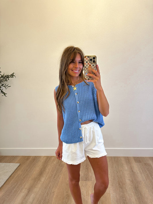 Ruffled Shorts in White (100% COTTON)