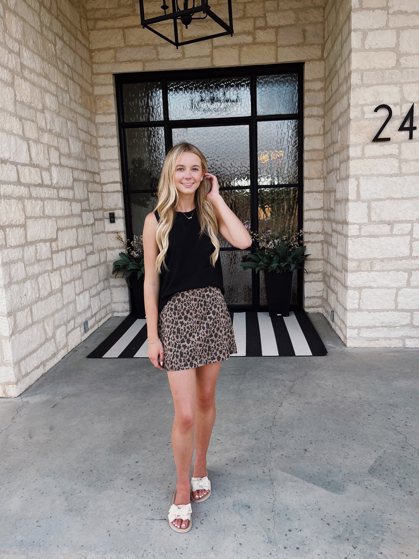 Leopard Suede Mini Skirt