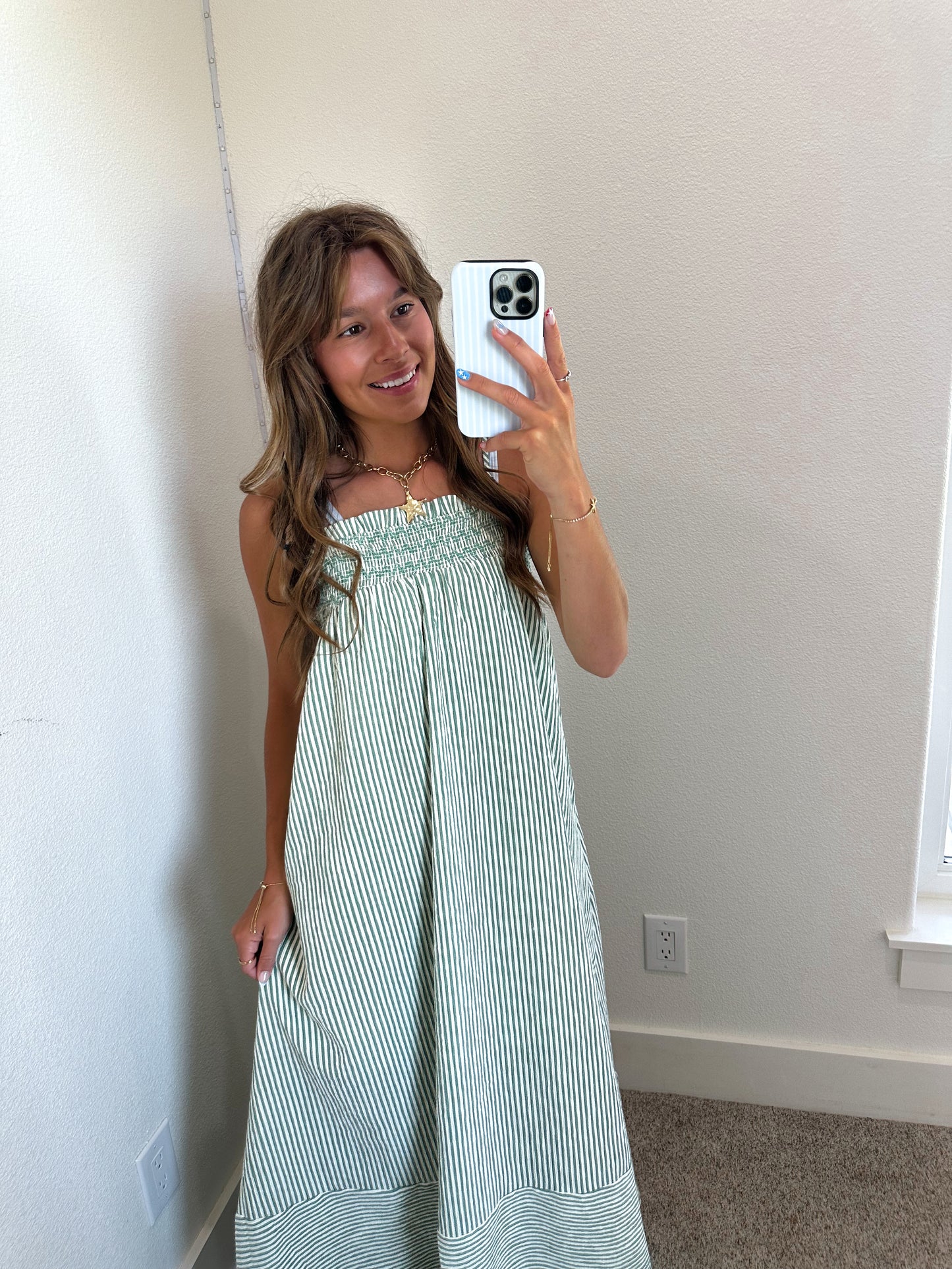Green Stripe Maxi Dress