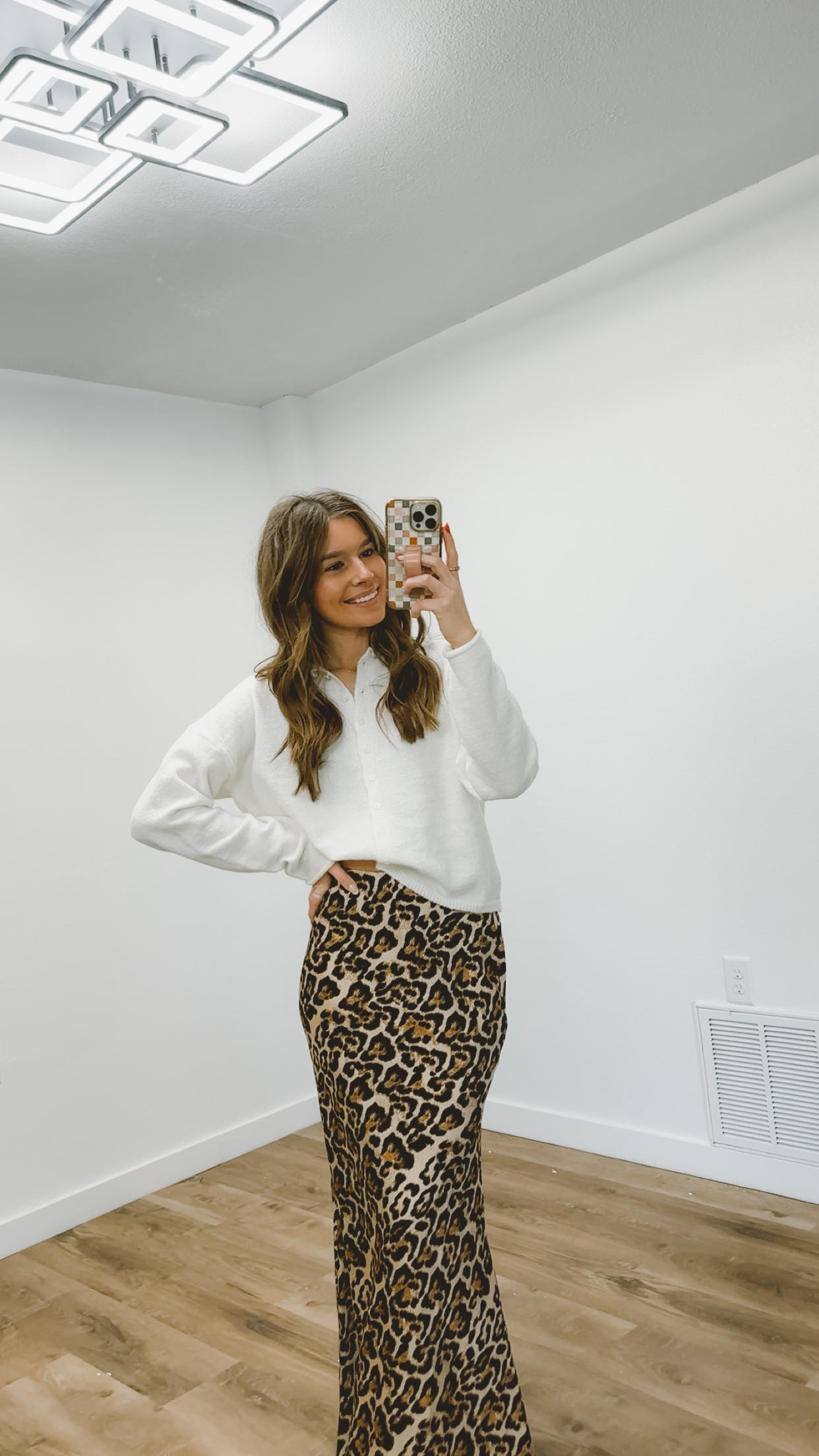 Leopard Satin Maxi Skirt