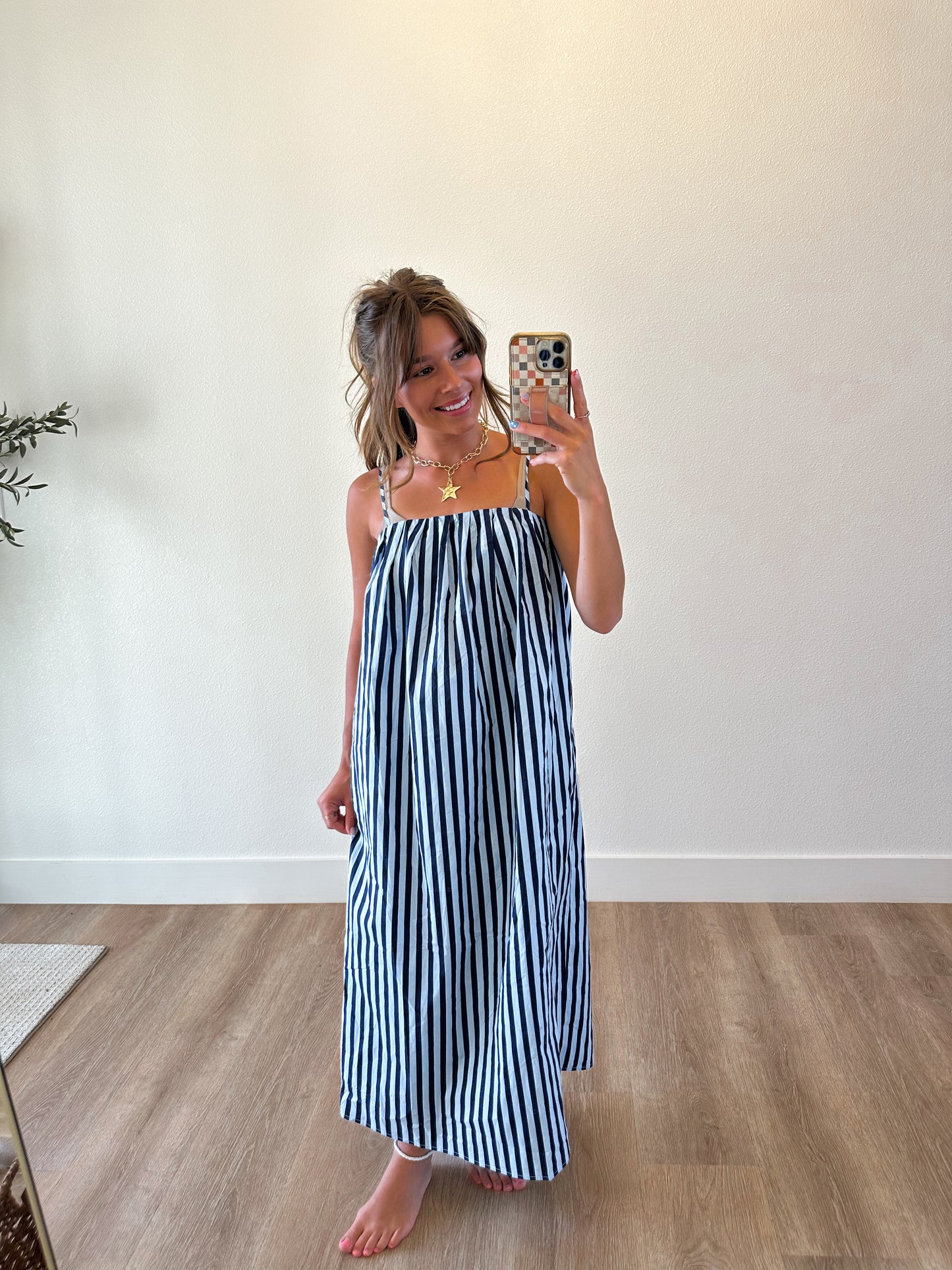 Blue and Navy Midi Dress (100% COTTON)