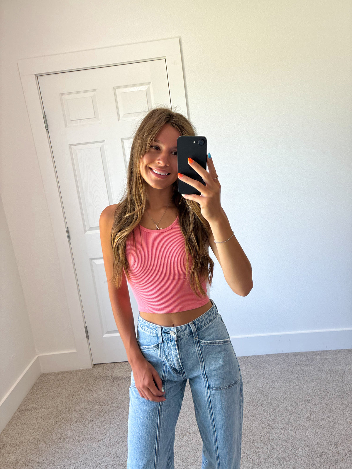 Seamless Halter Tank in Pink