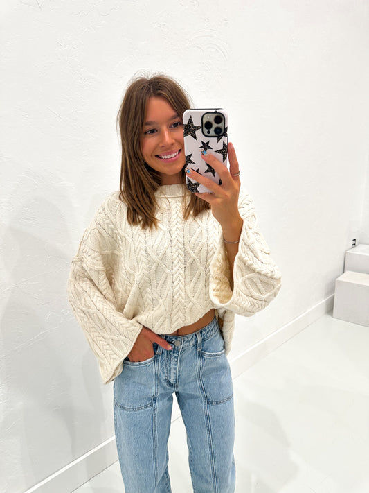 Cream Cable Knit Sweater