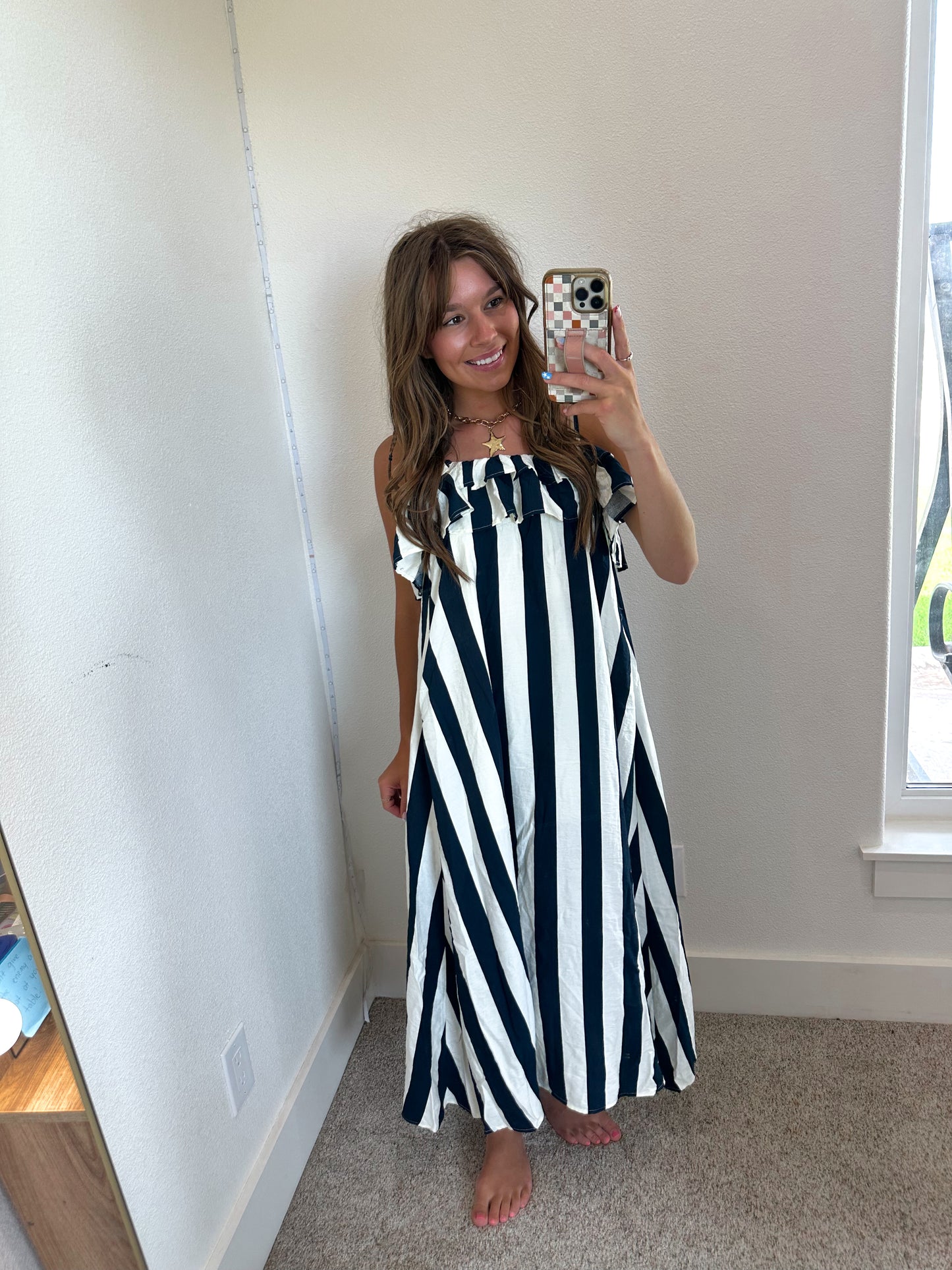 Navy Blue Stripe Dress