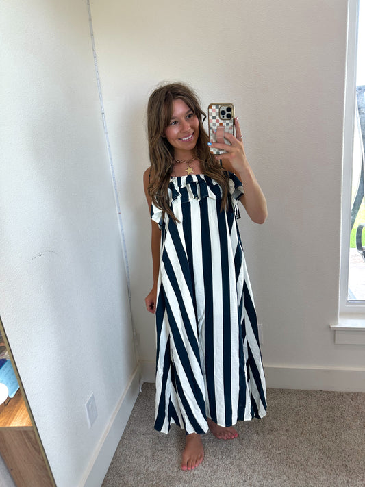 Navy Blue Stripe Dress