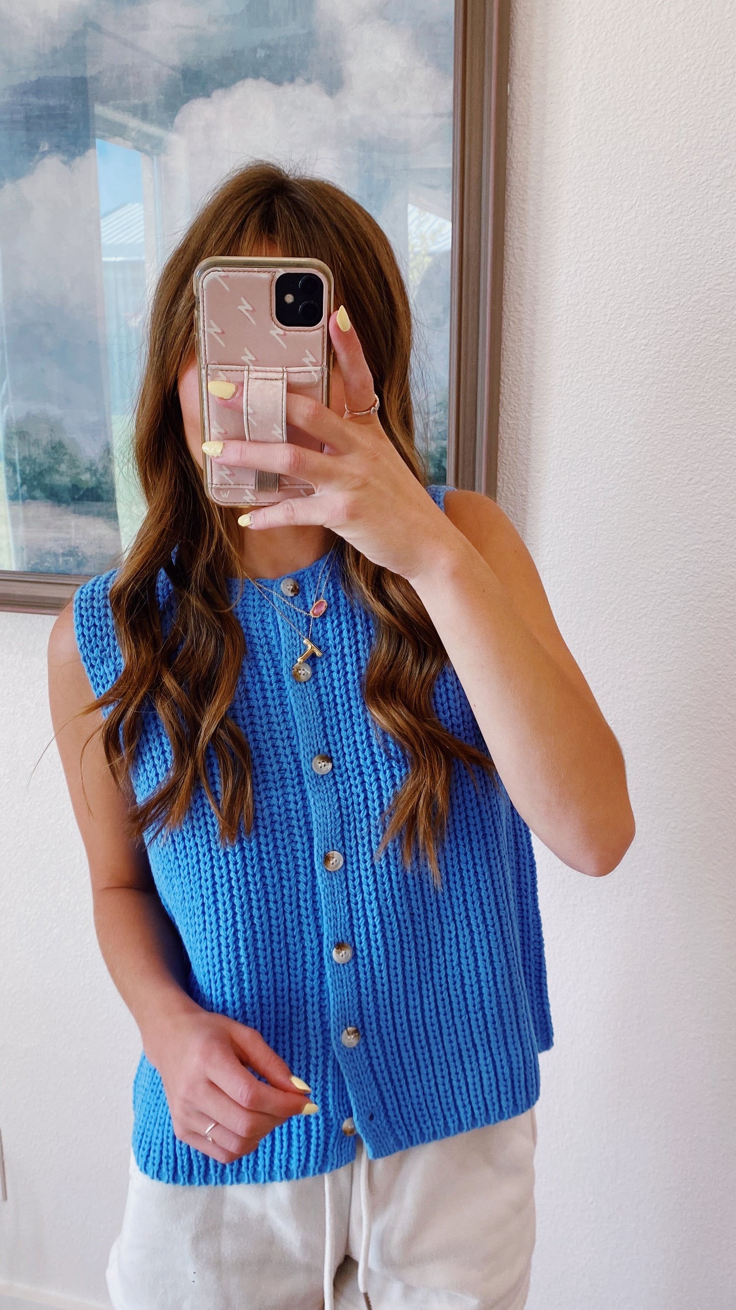 Button Front Sweater in Blue