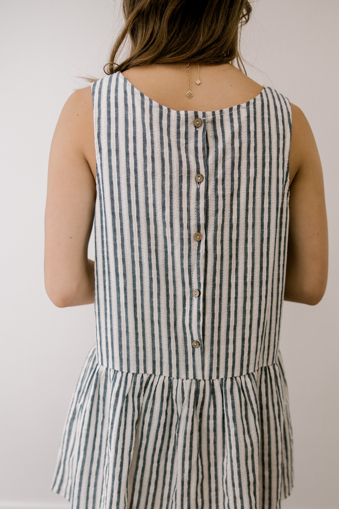 Navy Striped Mini Dress (100% Cotton)