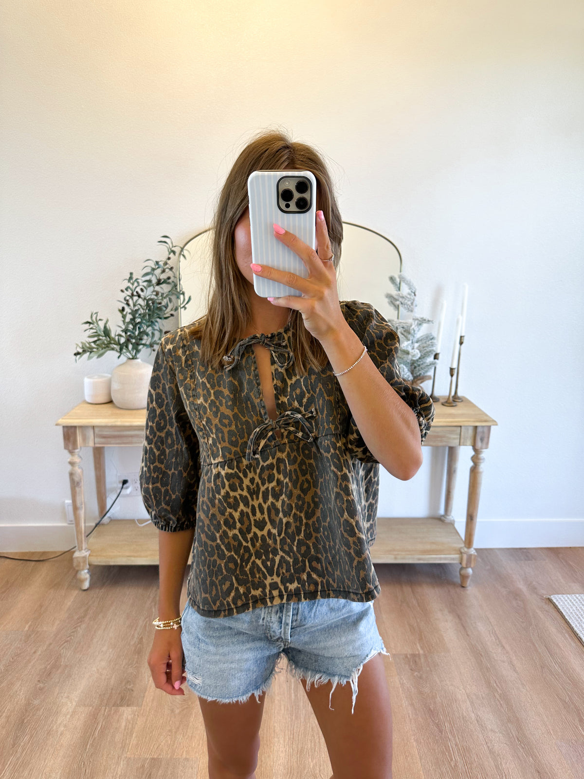 Leopard Denim Top