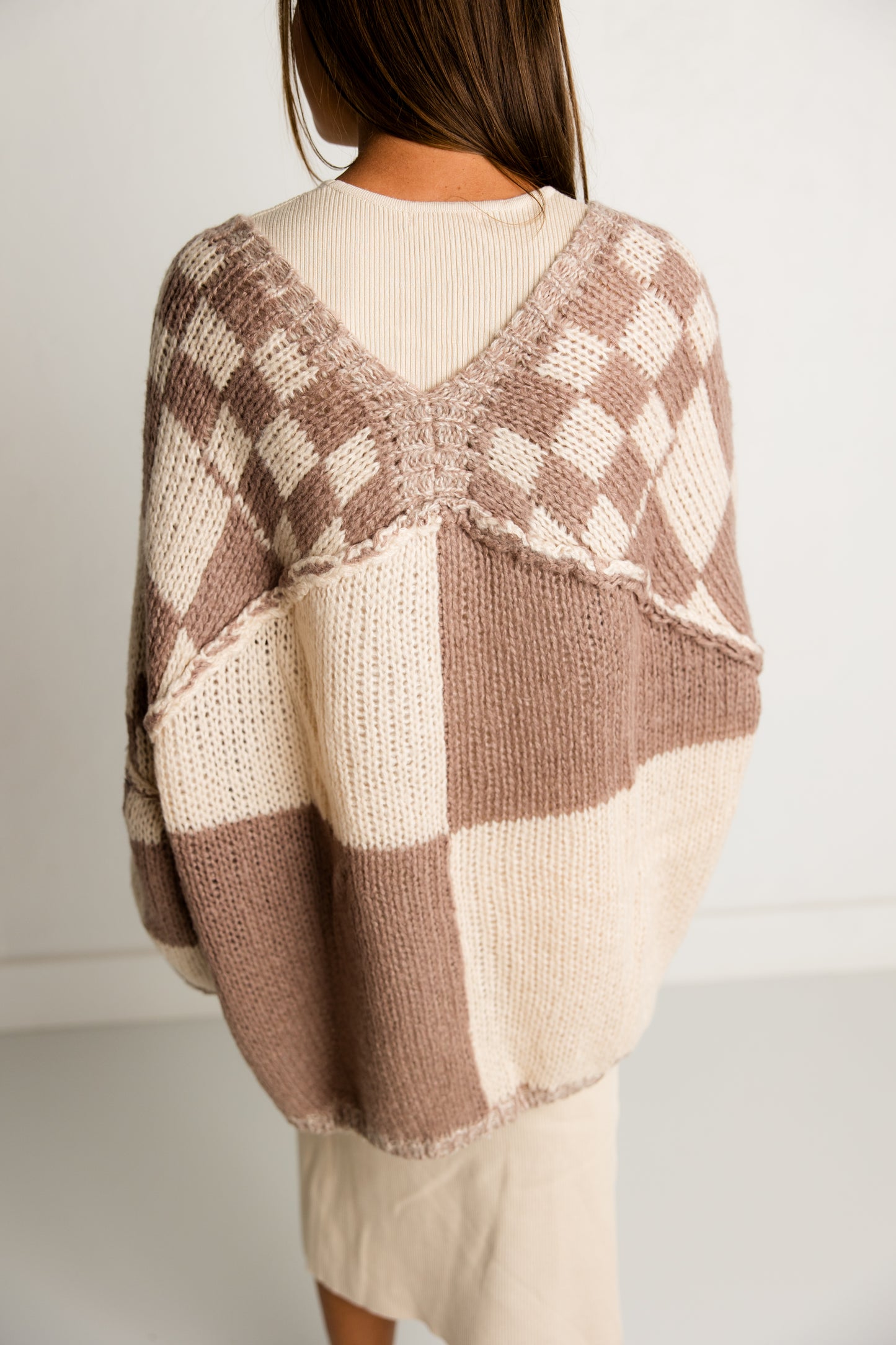 Cocoa Checkered Oversized Sweater