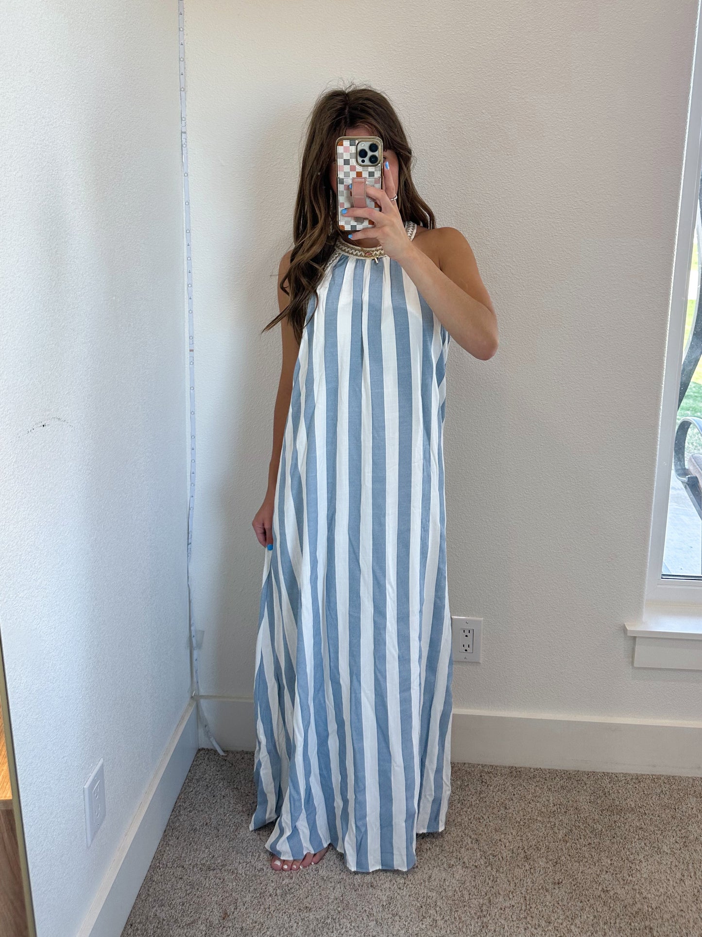 Halter Neck Stripe Maxi