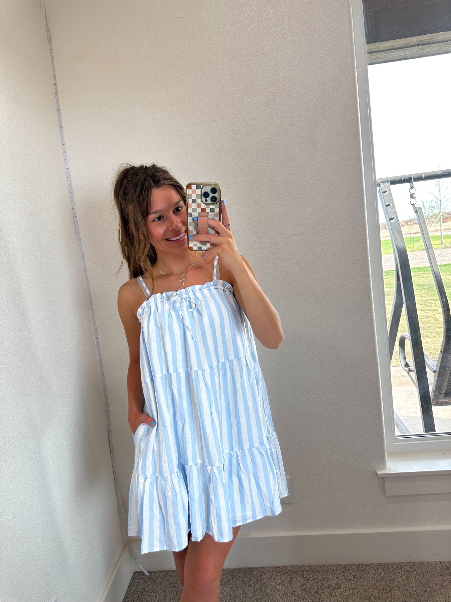 Sky Blue Sleeveless Mini Dress