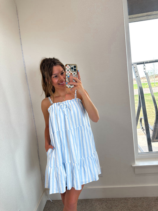 Sky Blue Sleeveless Mini Dress