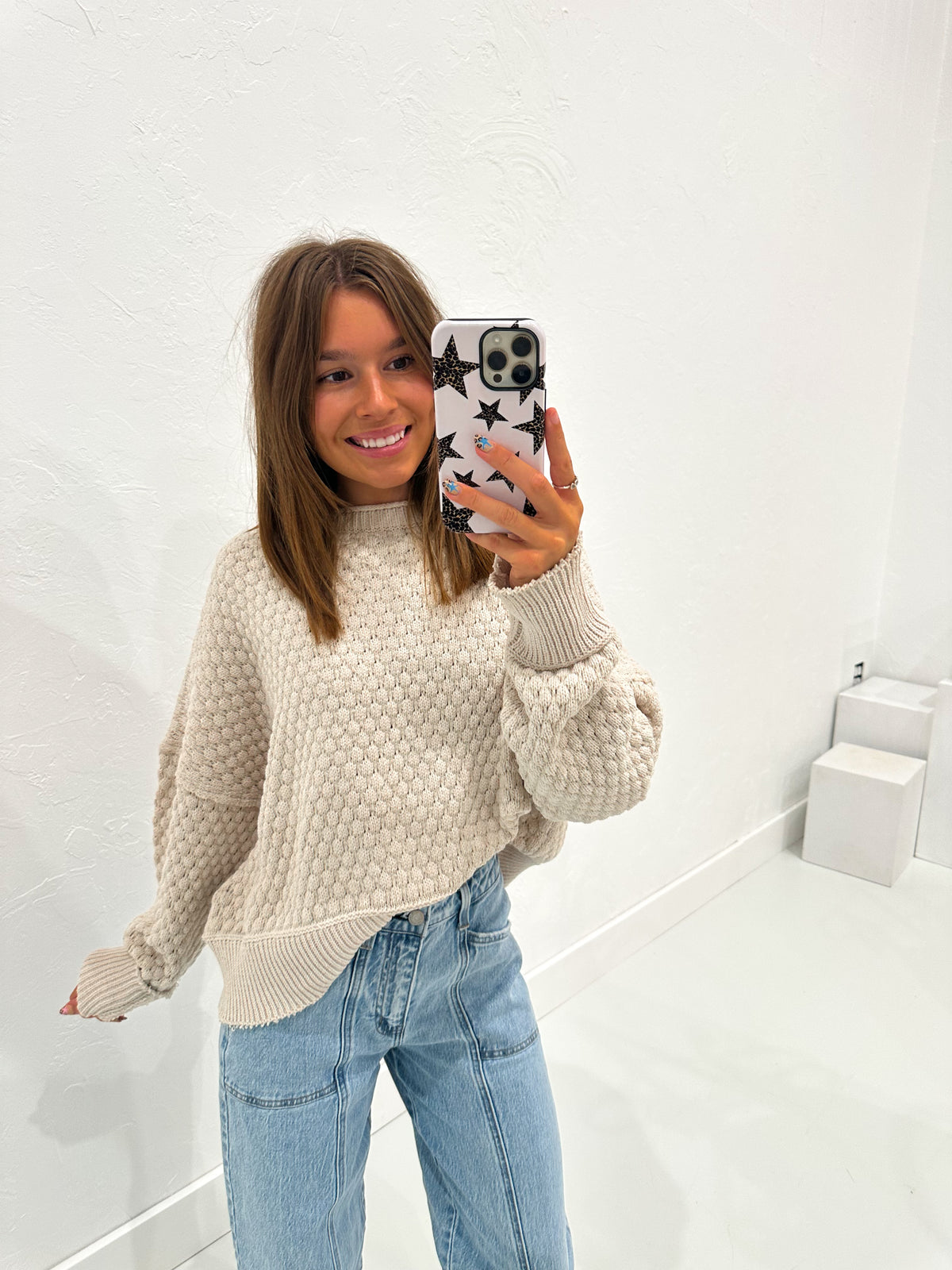 Textured Raw Edge Sweater