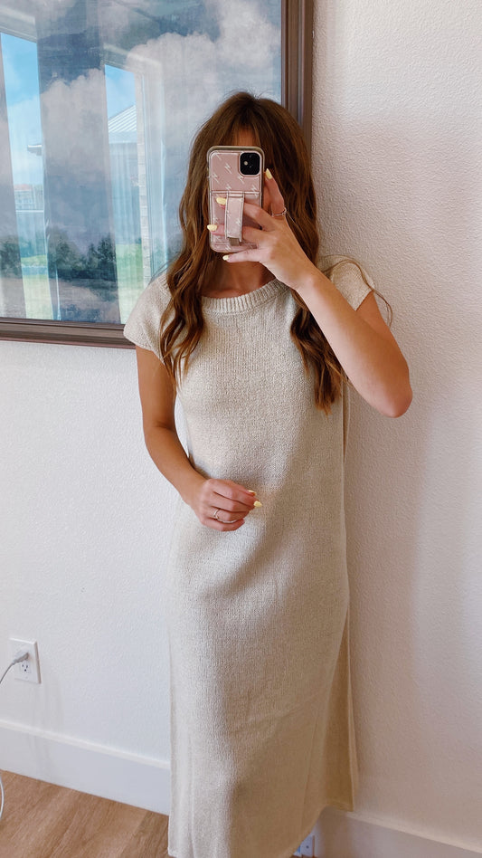 Ecru Scoop Neck Dress