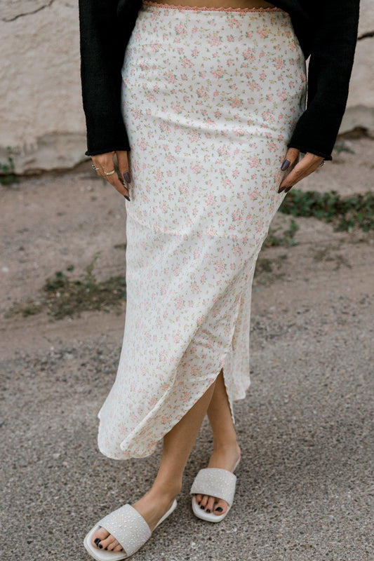 Cream Floral Skirt