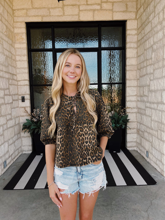 Leopard Denim Top