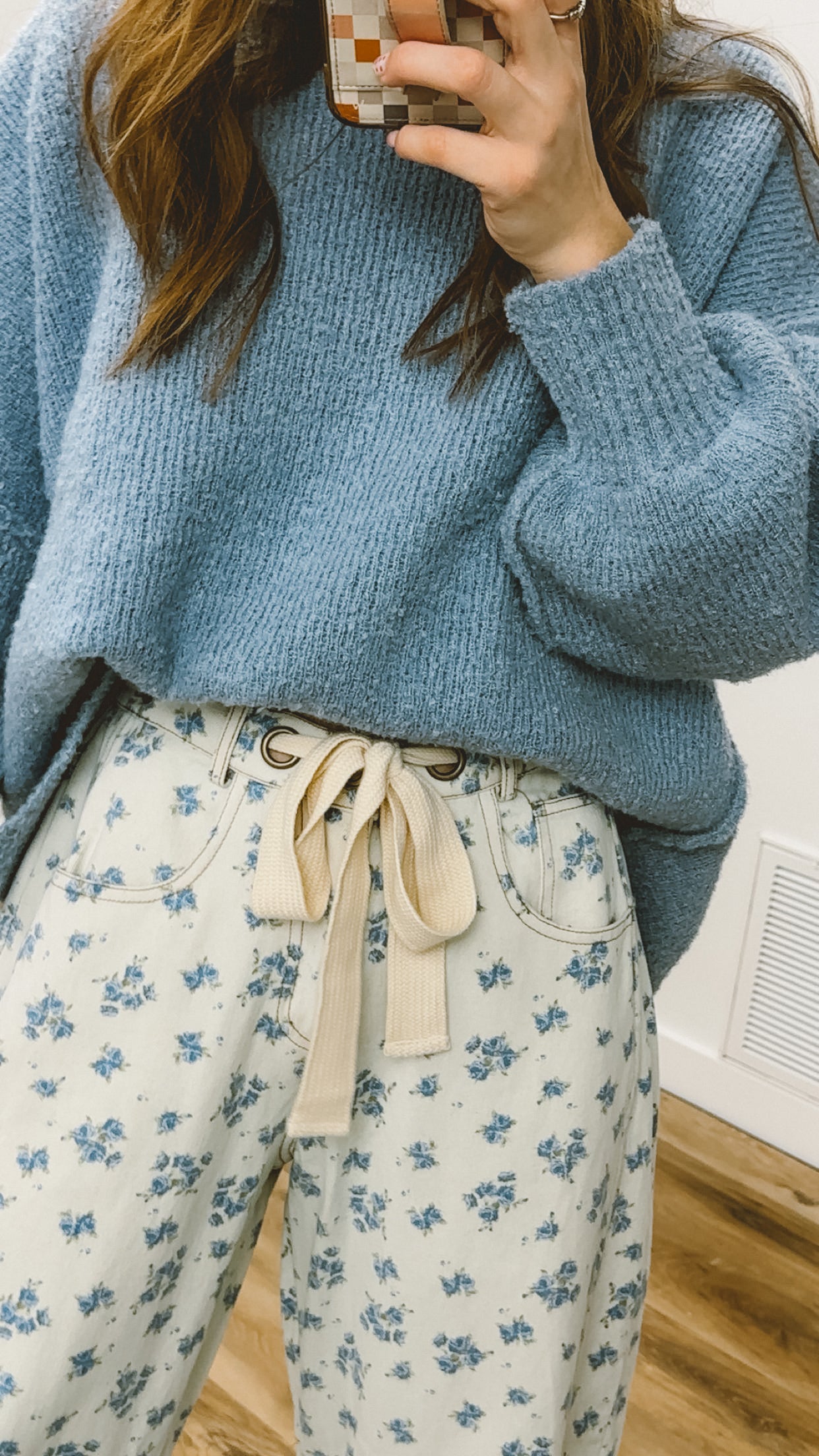 Floral Front Tie Jeans