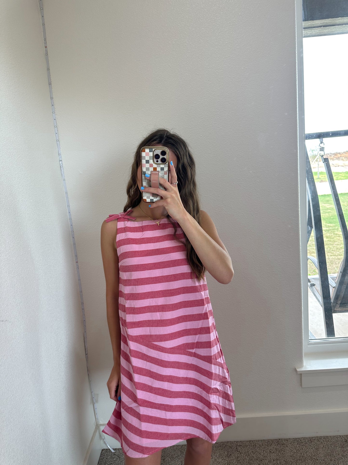 Pink Stripe Mini Dress (100% COTTON)