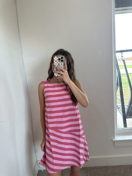Pink Stripe Mini Dress (100% COTTON)