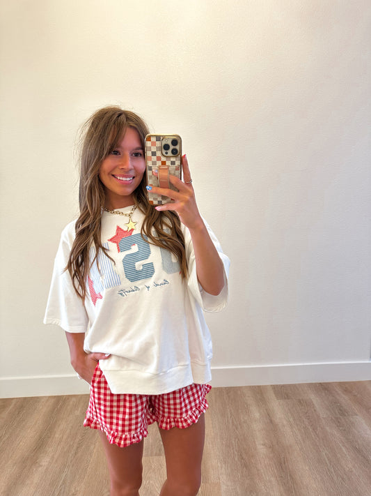 Red Gingham Shorts (100% COTTON)