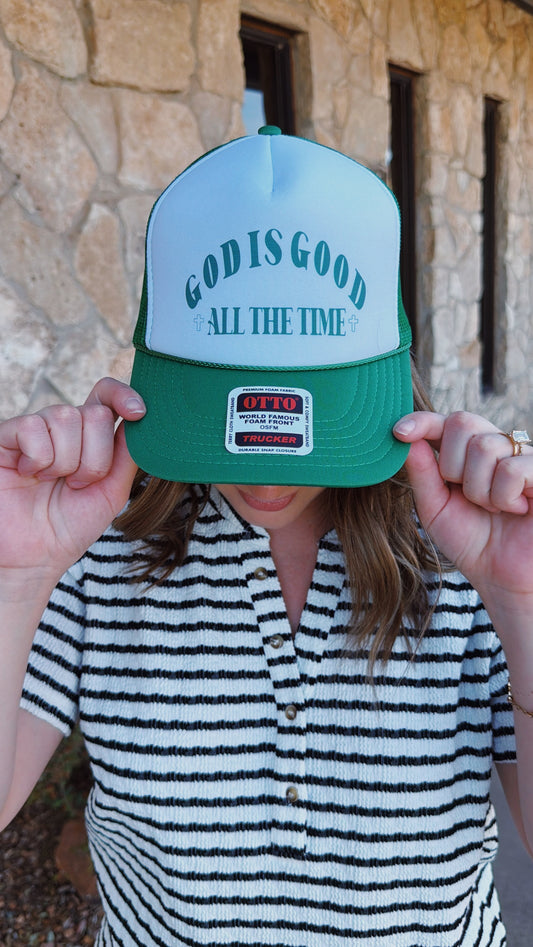 Green God Is Good Trucker Hat