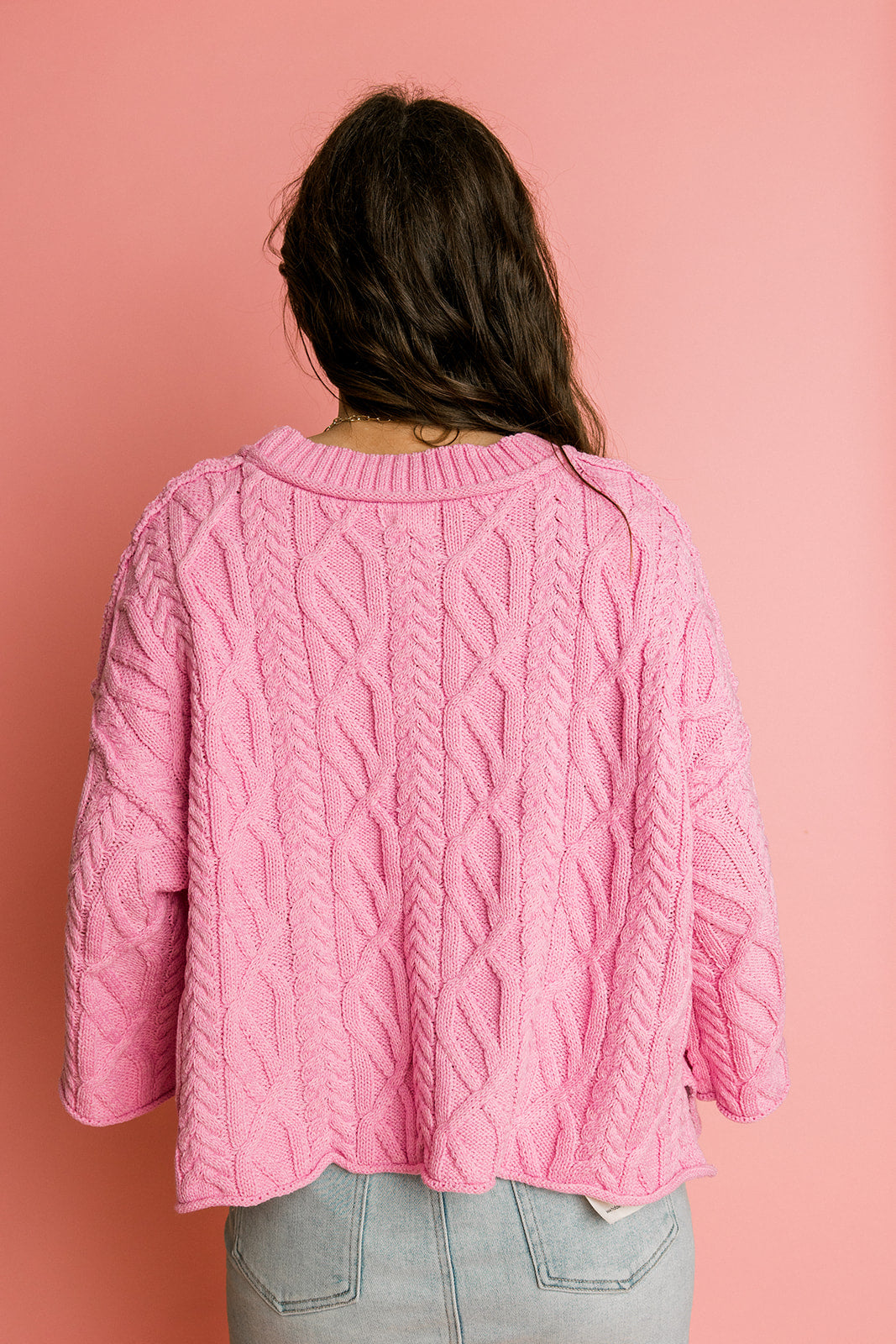 Pink Cable Knit Sweater