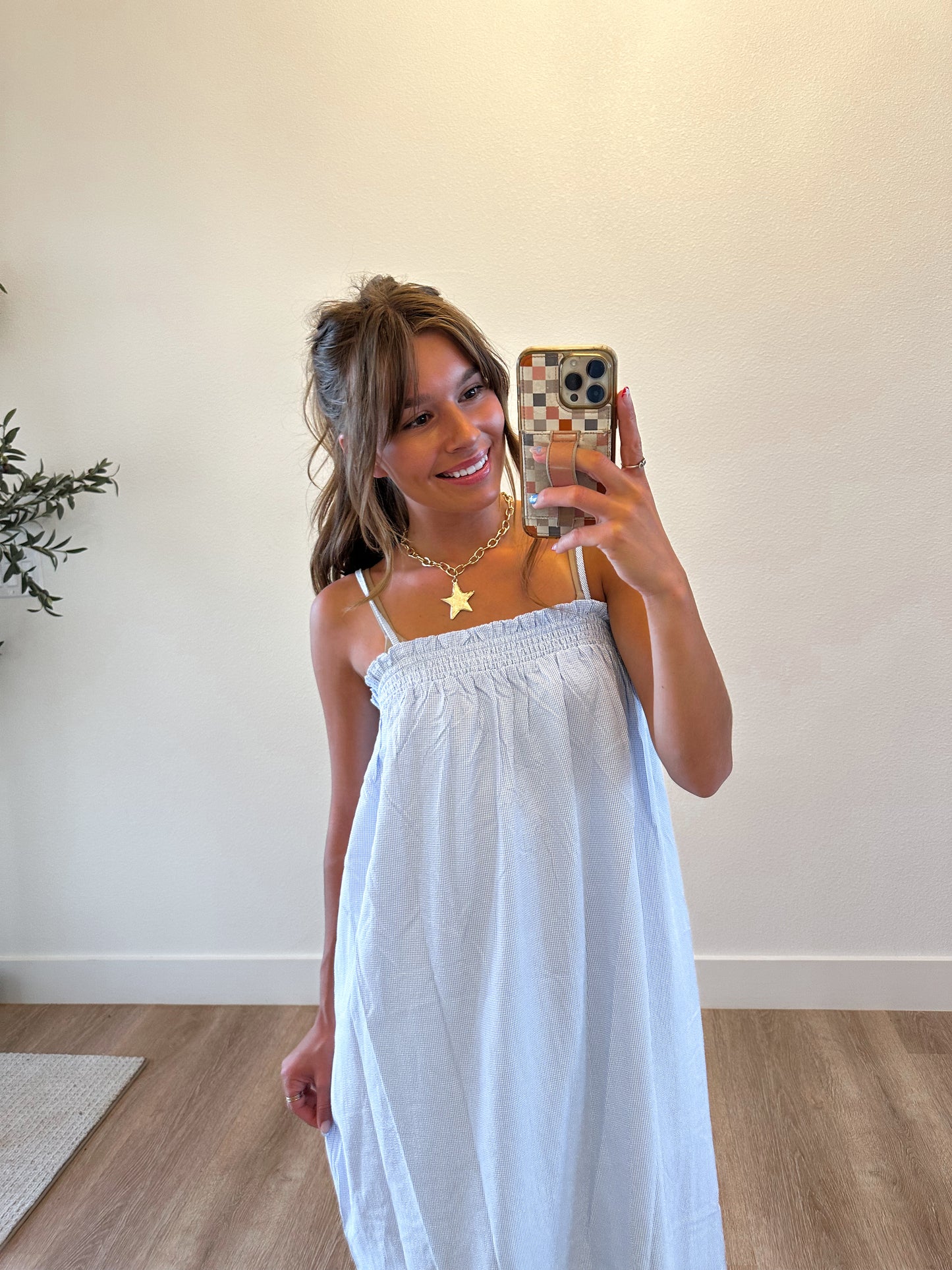Ivory & Blue Midi Dress