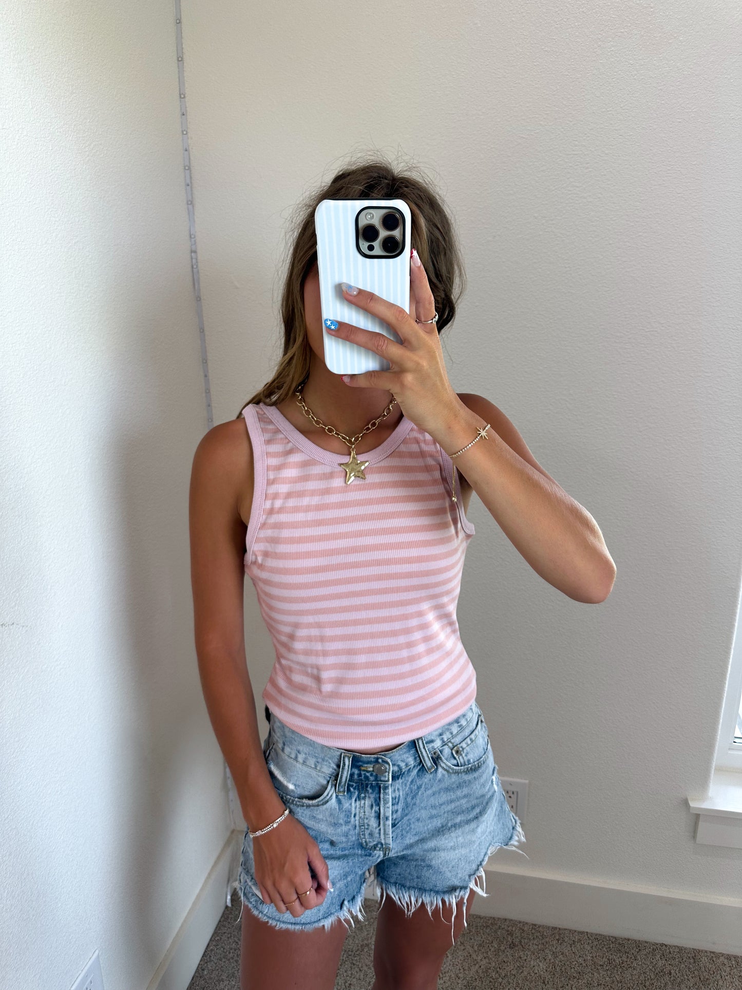 Pink two-tone Stripe Tank