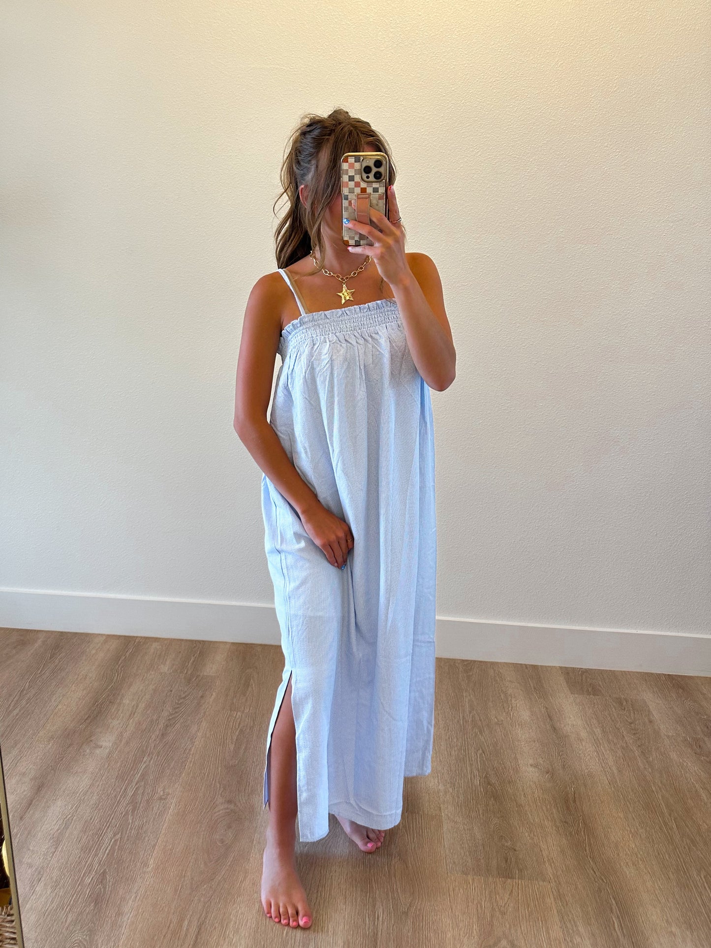 Ivory & Blue Midi Dress