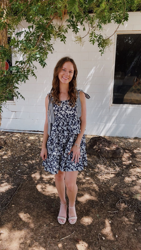 Navy Ruffle Mini Dress