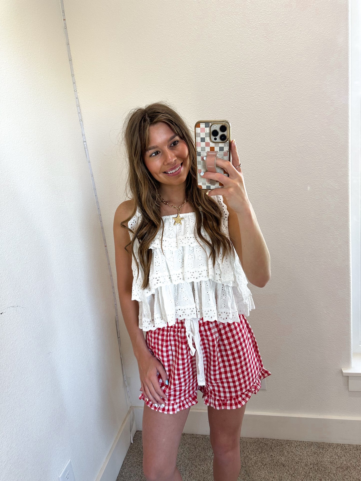 Red Gingham Shorts (100% COTTON)
