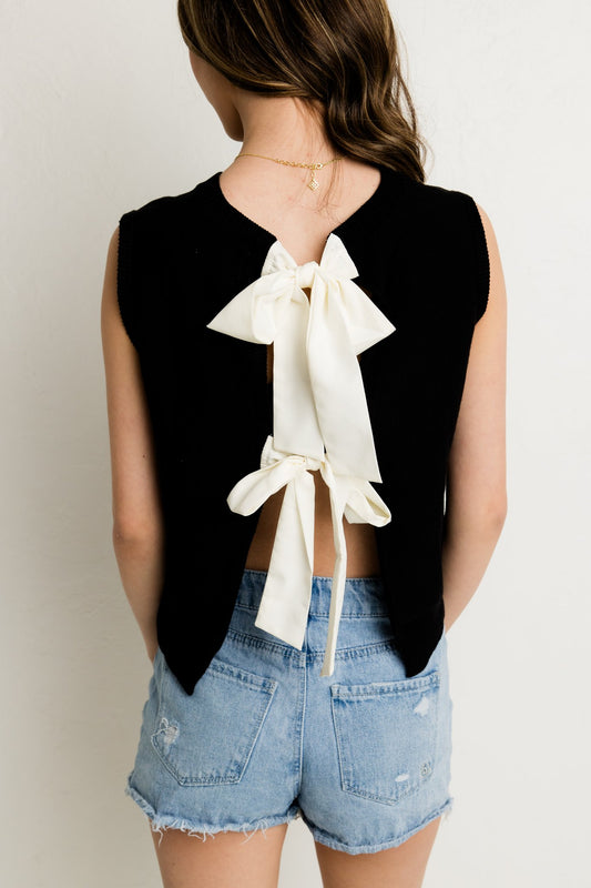 Black Bow Sweater Tank