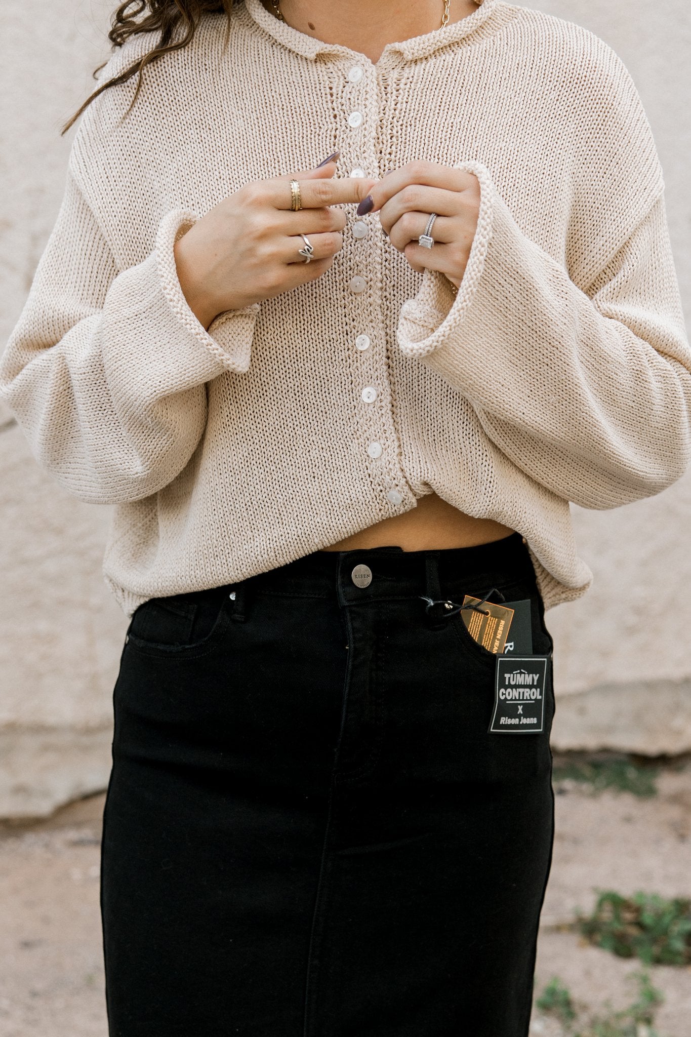 Black Front Slit Skirt (Tummy Control)