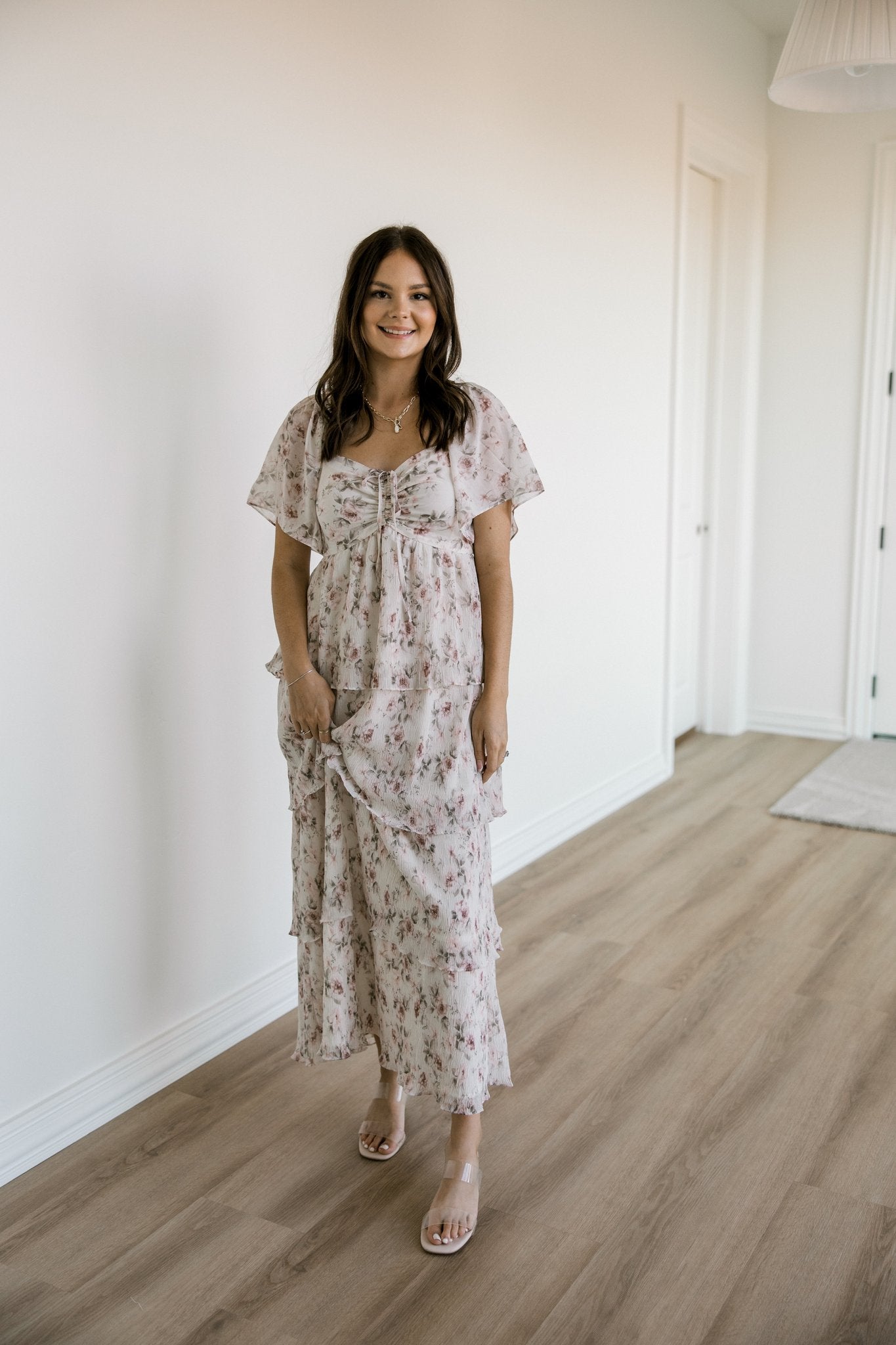 Cream Multi Ruffle Dress