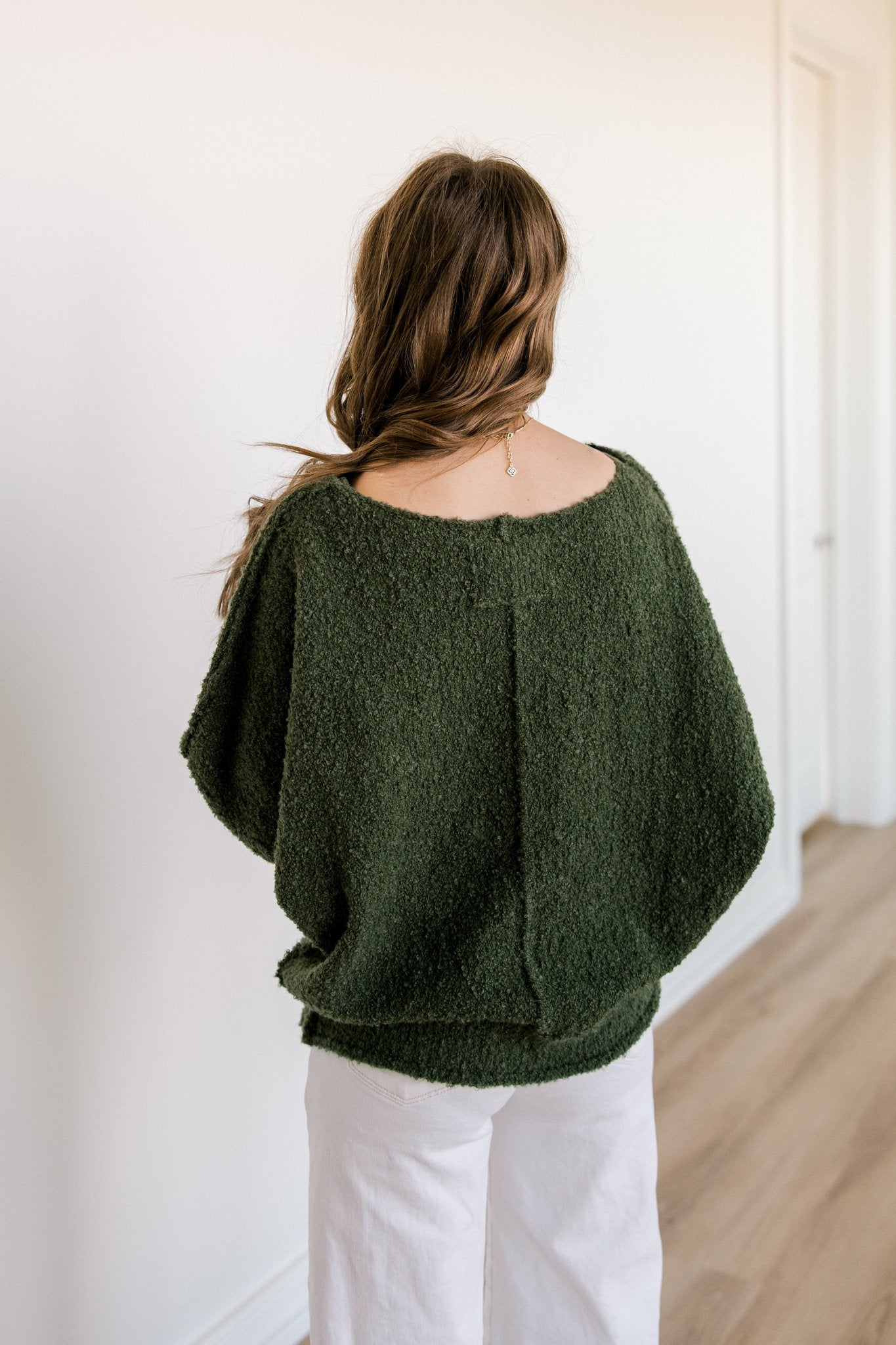 Olive Seam Exposed Sweater