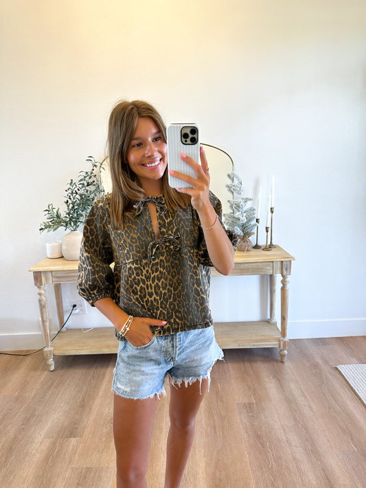 Leopard Denim Top