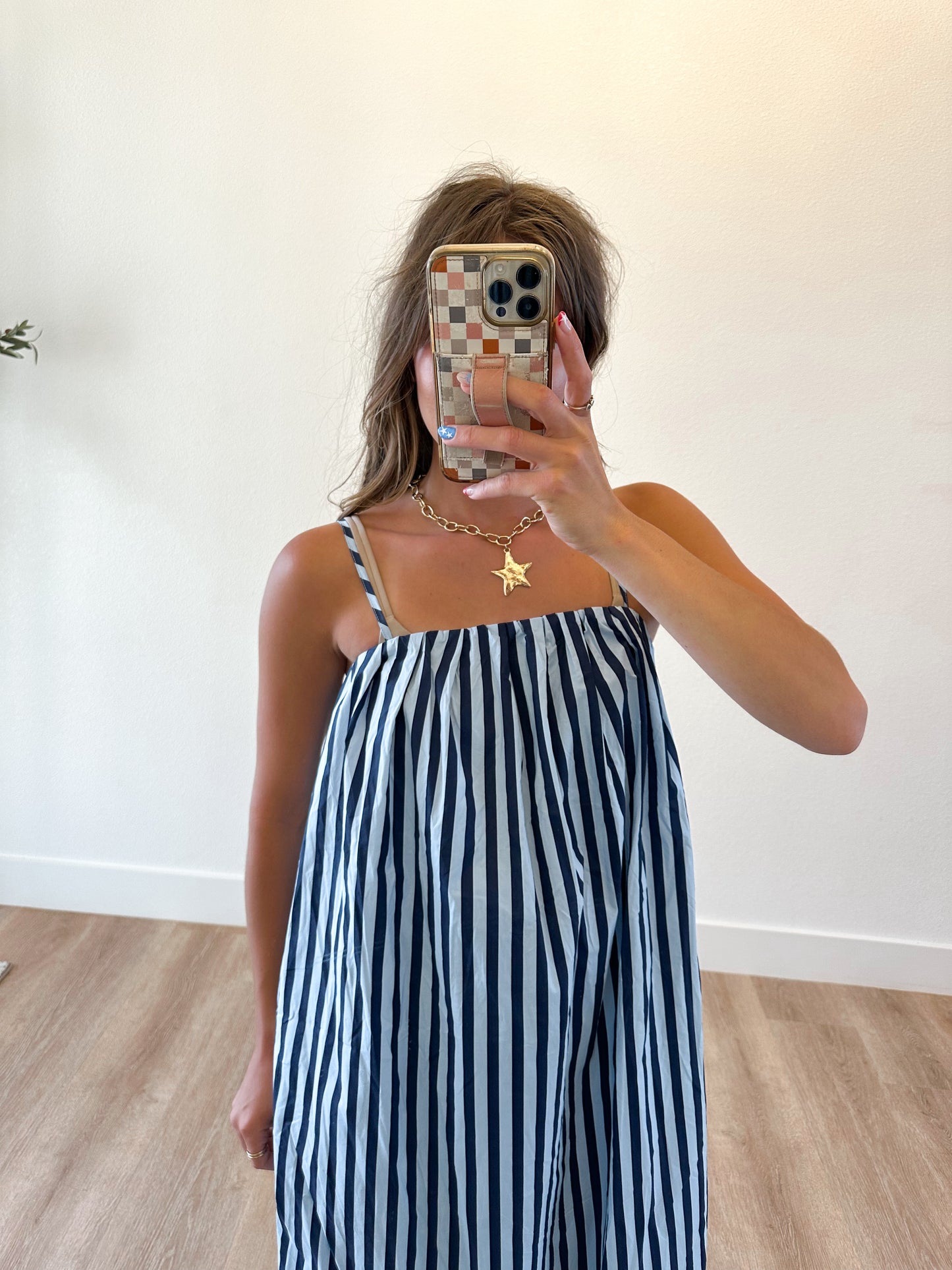 Blue and Navy Midi Dress (100% COTTON)