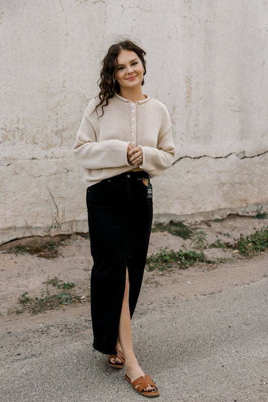 Black Front Slit Skirt (Tummy Control)