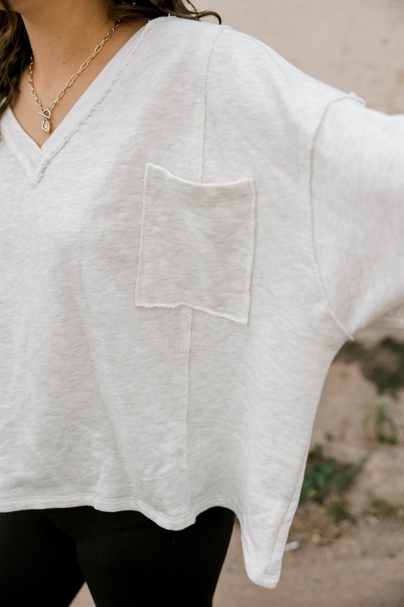 Oversize V-neck Sweater in Grey