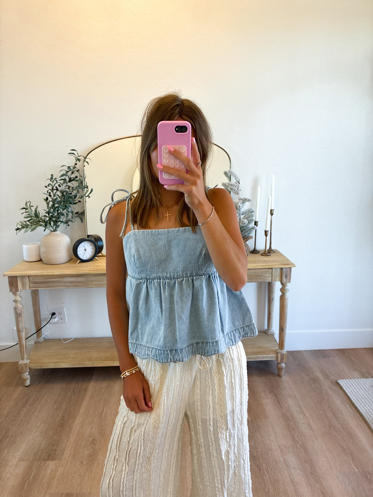Denim Peplum Blouse (100% COTTON)