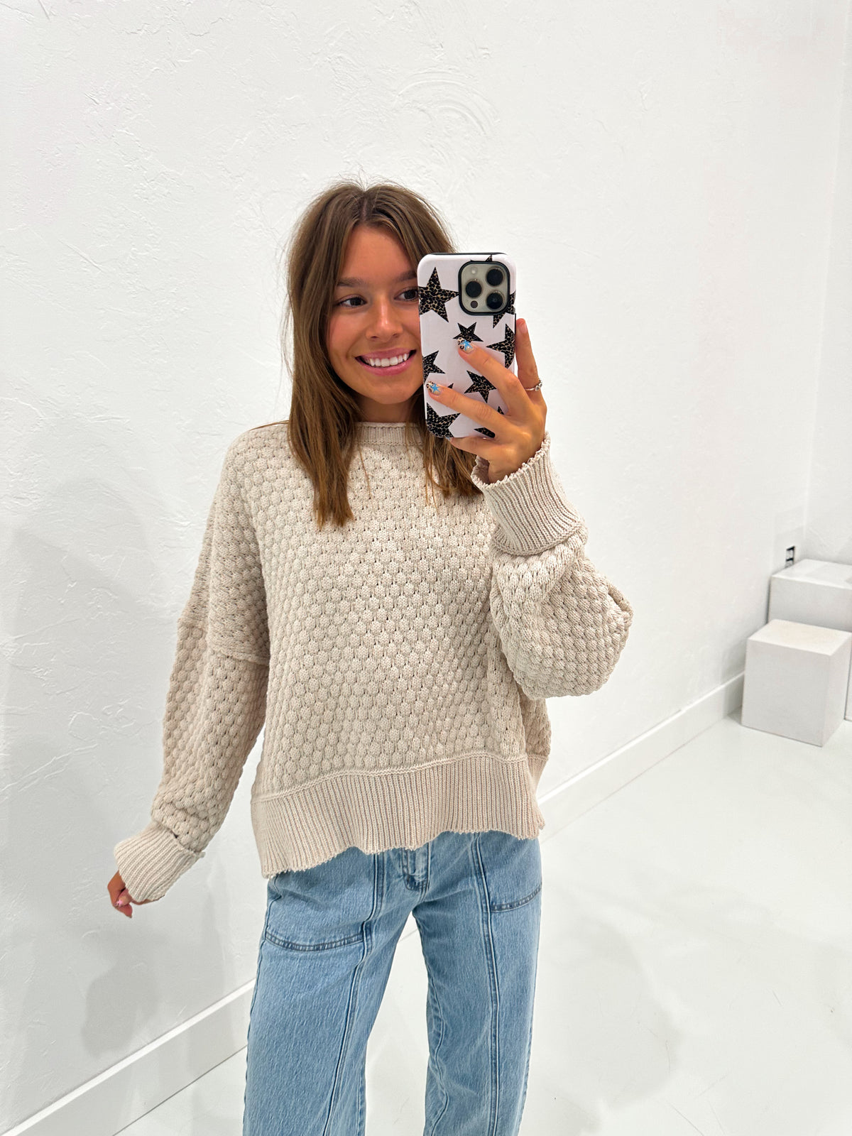 Textured Raw Edge Sweater
