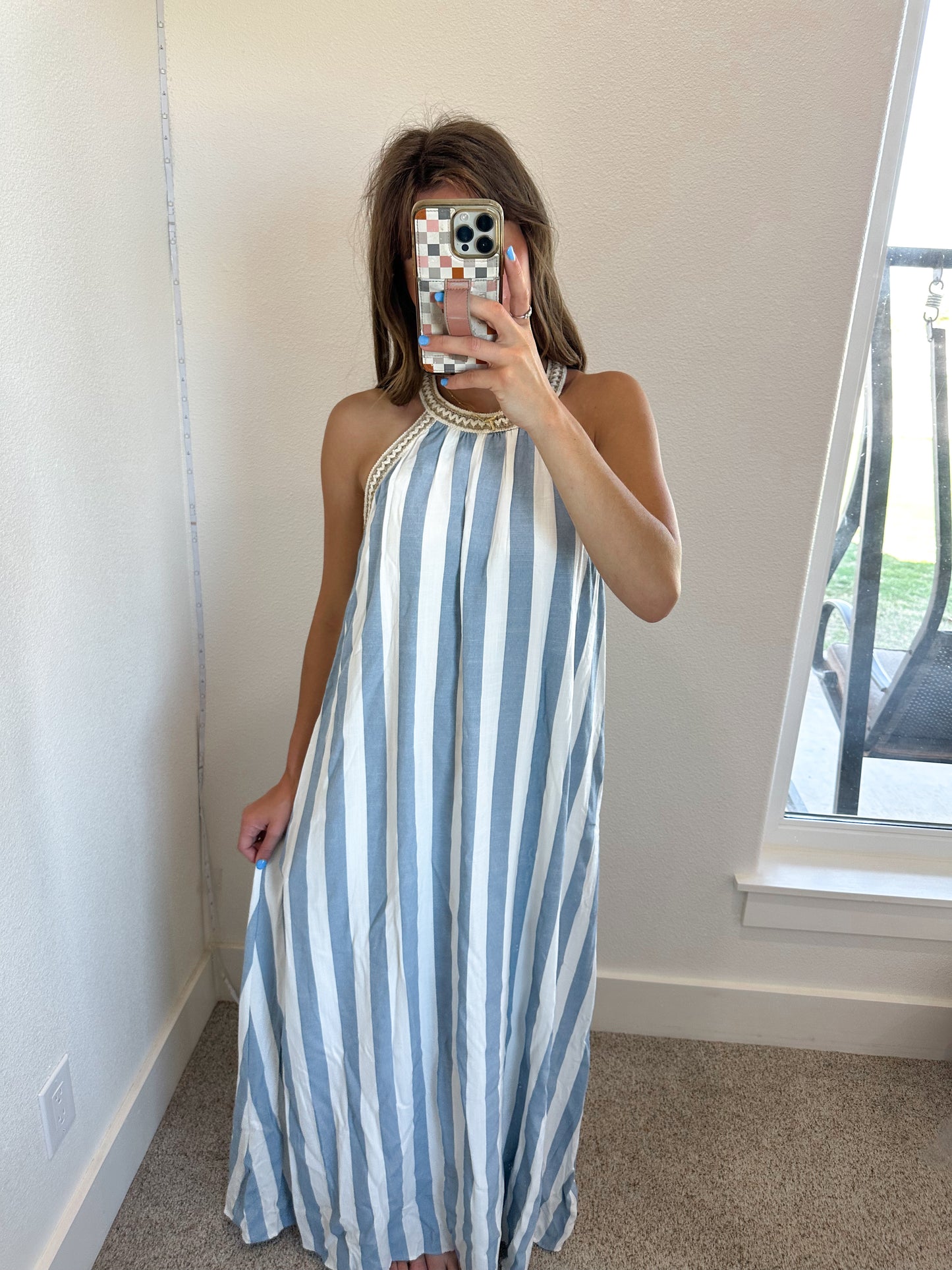 Halter Neck Stripe Maxi